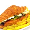 Smoked salmon and brie croissant sandwich