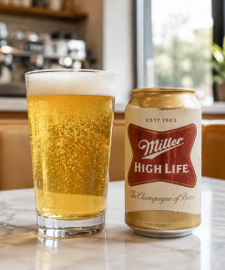 Cold 12oz Miller High Life beer can for beach drink delivery to Naples Pier and Clam Pass beach access in Naples FL