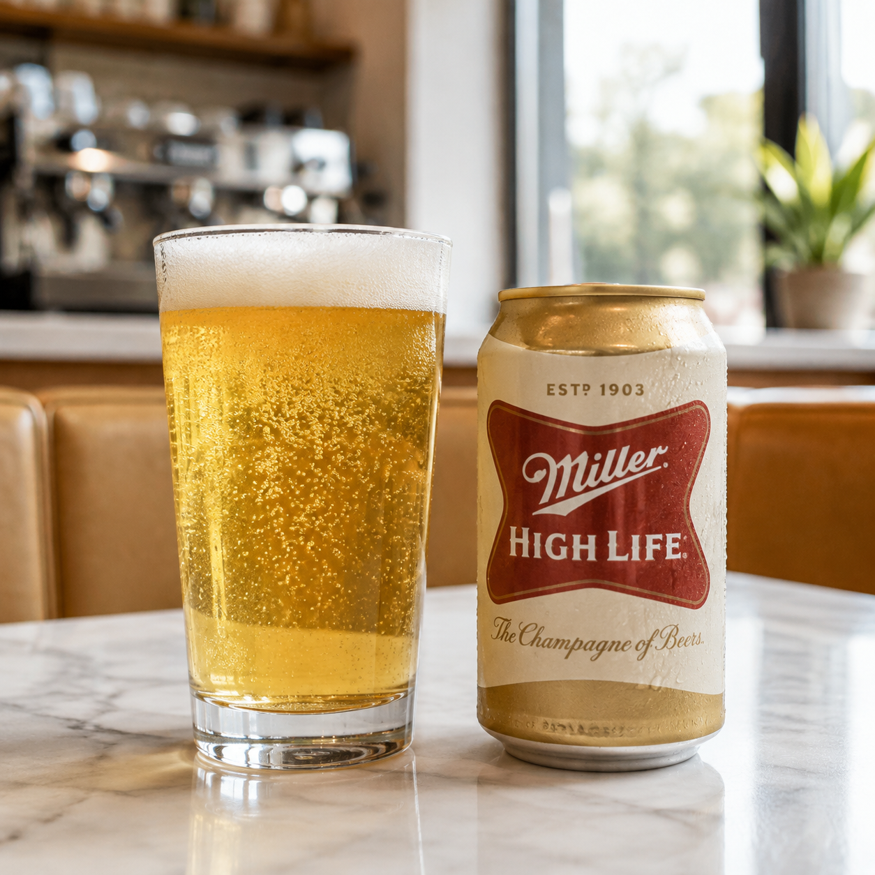 Cold 12oz Miller High Life beer can for beach drink delivery to Naples Pier and Clam Pass beach access in Naples FL