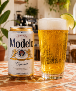 Cold 12oz Modelo Especial Mexican pilsner beer can for beach drink delivery to 5th Ave S beach access and Vanderbilt Beach Naples FL