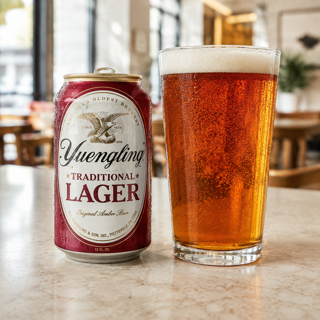 Cold 12oz Yuengling Traditional Lager beer can for beach drink delivery to Vanderbilt Beach and Naples Pier access points in Naples FL